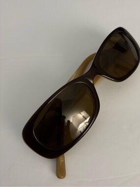 Anna Sui Vintage Brown and Beige Resin Rectangle Sunglasses